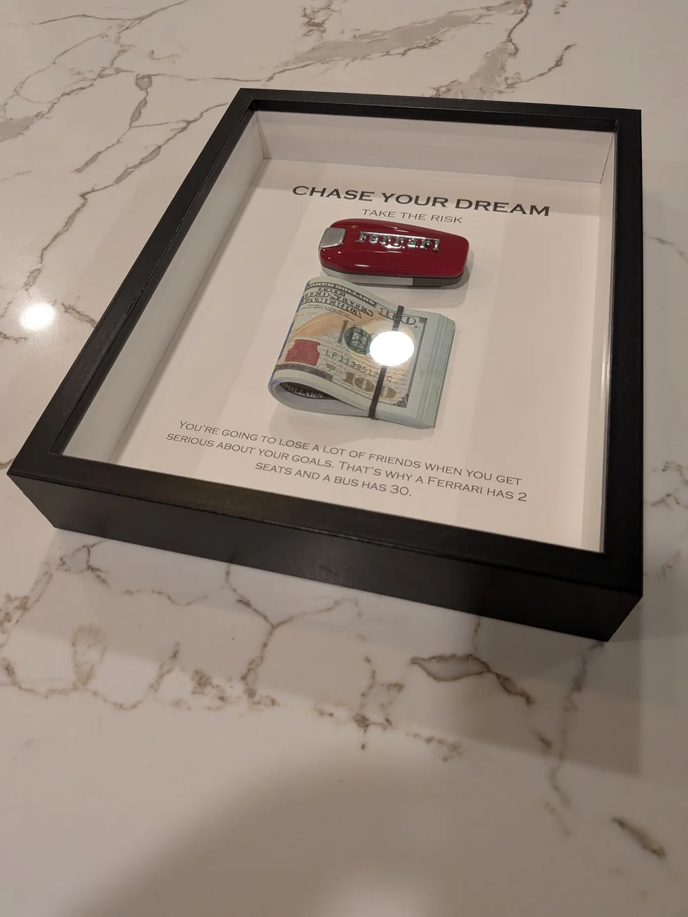 Framed 'Chase Your Dream' Shadow Box Wall Art with Red Accent